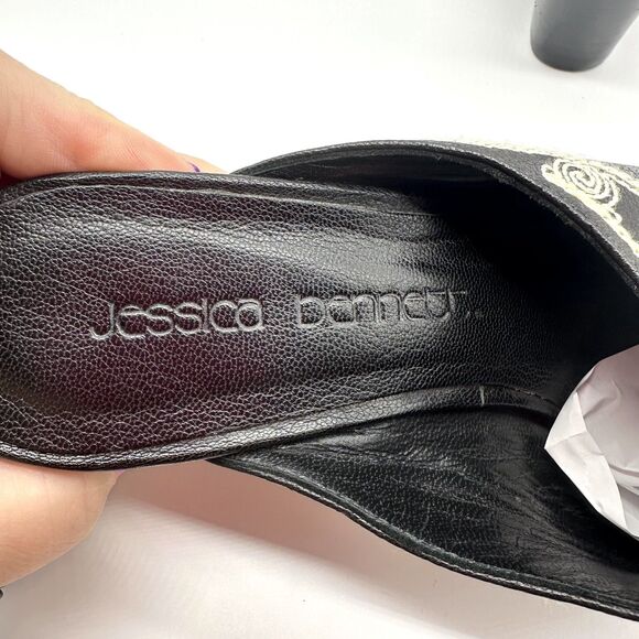 Jessica Bennett leather Mule 8 Embroidered Black Bootie Festival Cosplay - Picture 6 of 8